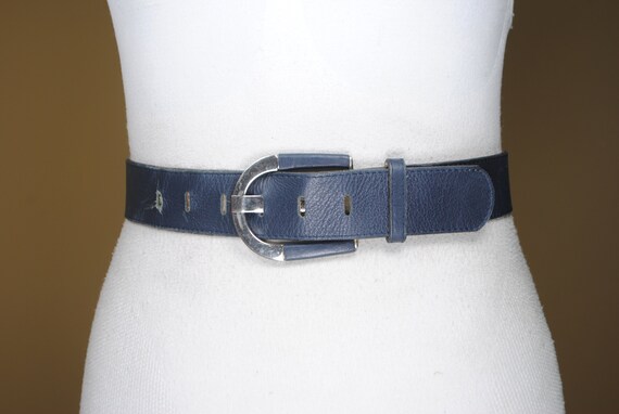 Cinturón de cuero cinch ancho azul marino para mujer - Etsy