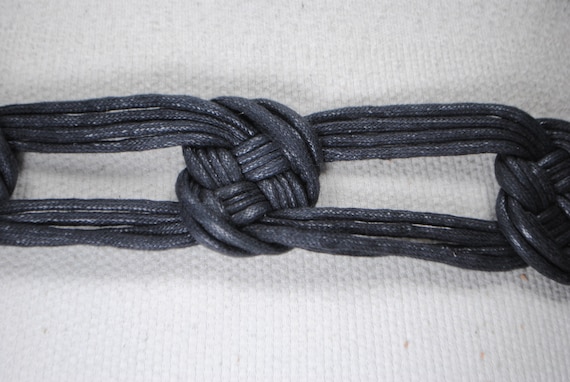 Wide black braided belt with big knots - image 10