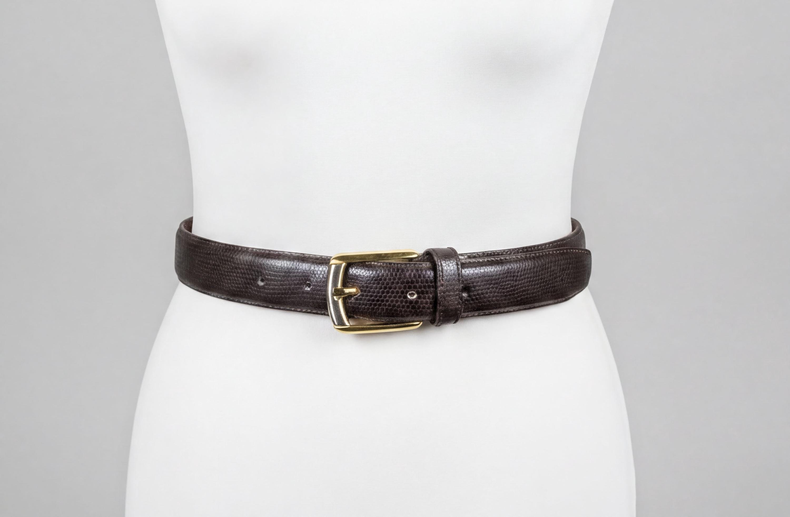 Vintage 90s Furla Brown Lizard Embossed Leather Brass Buckle Belt Furla Brown Belts for Women | Mercari main image 3