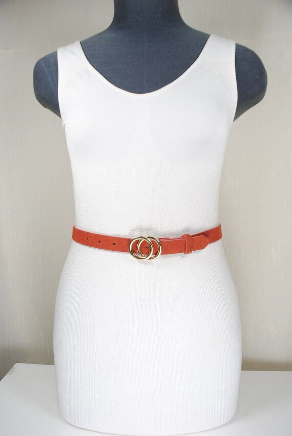Red Coral Belt, 2 Gold Rings Buckle, Infinity sym… - image 6