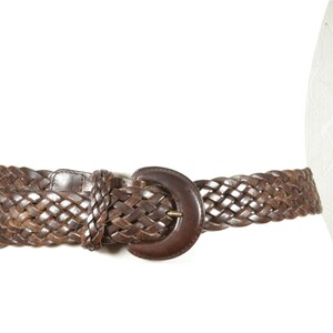 Vintage Chocolate Brown Braided Leather Belt With Round  display picture 1