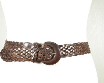 Chocolate Brown Leather Mystery Braid Belt With Stainless  display picture 3