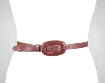 Vintage Narrow Burgundy Maroon Red Leather Belt - Etsy Australia