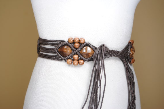Vintage bohemian decorative belt with metal and wooden beads. Boho accessories. Vintage Boho Beaded and Metal Fun Fashion Belt - Etsy main image 4