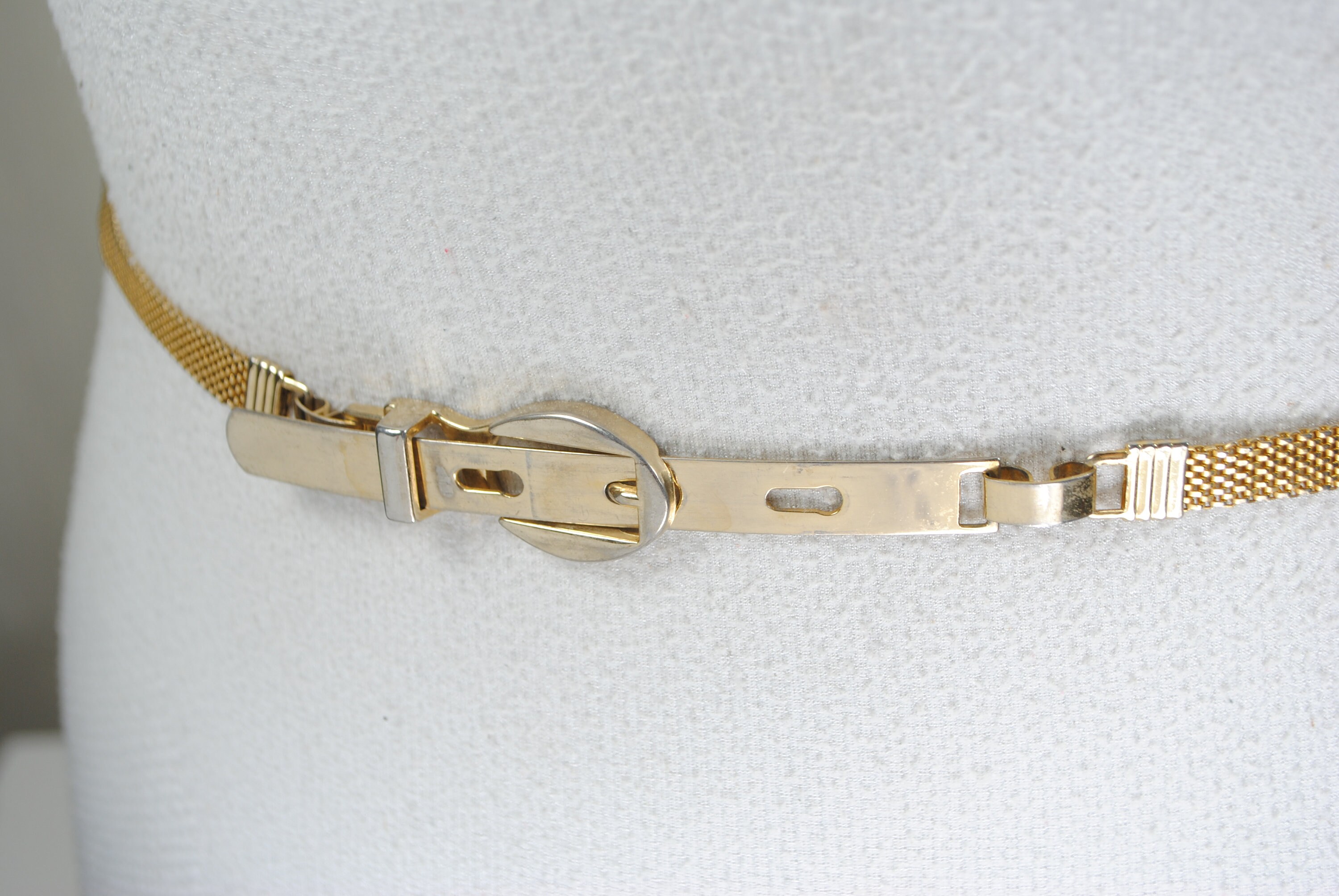 Gold mesh belt Yves Saint Laurent YSL Wide Pink Yellow Metal Mesh Women main image 2