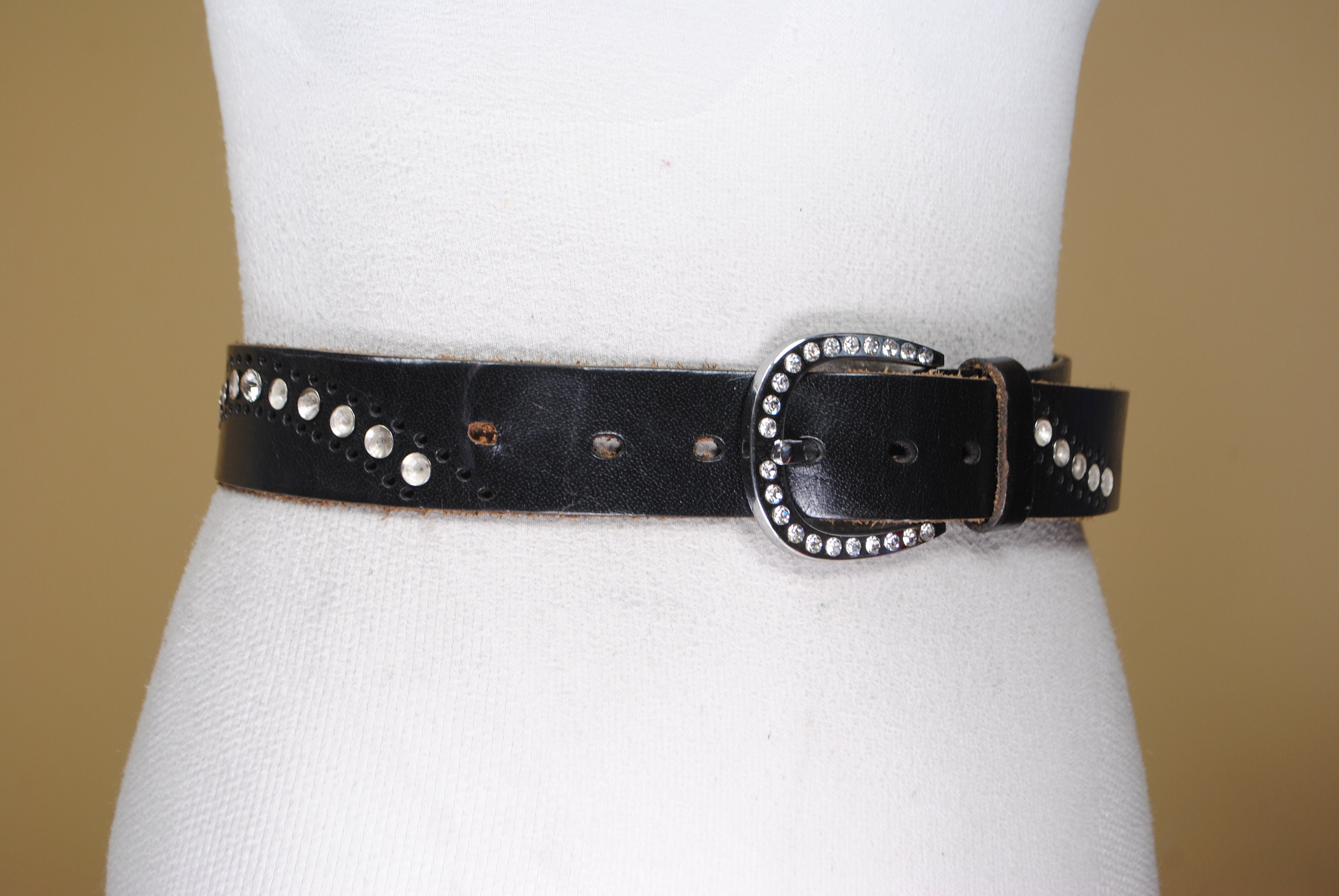 Leatherock Women’s Black  Genuine Leather Belt With Rhinestone Buckle Buy Black Western Belt | Black Rhinestone Buckle  main image 3