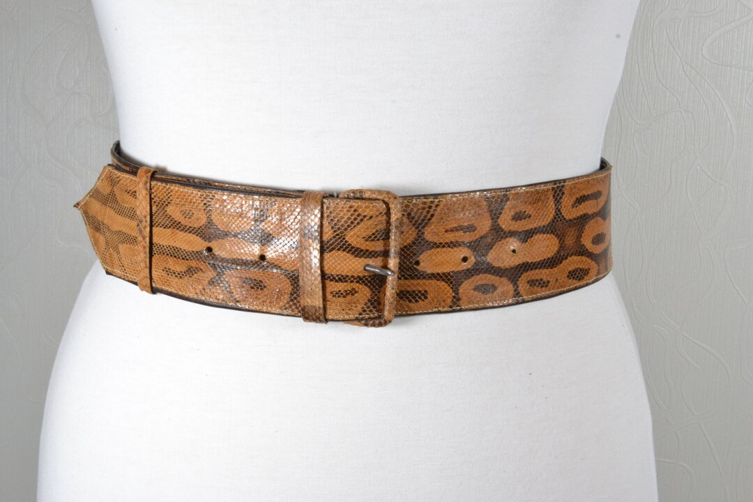 Wide Python Print Belt: Brown Reptile Pattern - Etsy