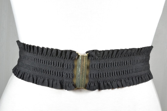 Black Wide Stretch Belt for Women, Black Elastic Corset Belt  display picture 3