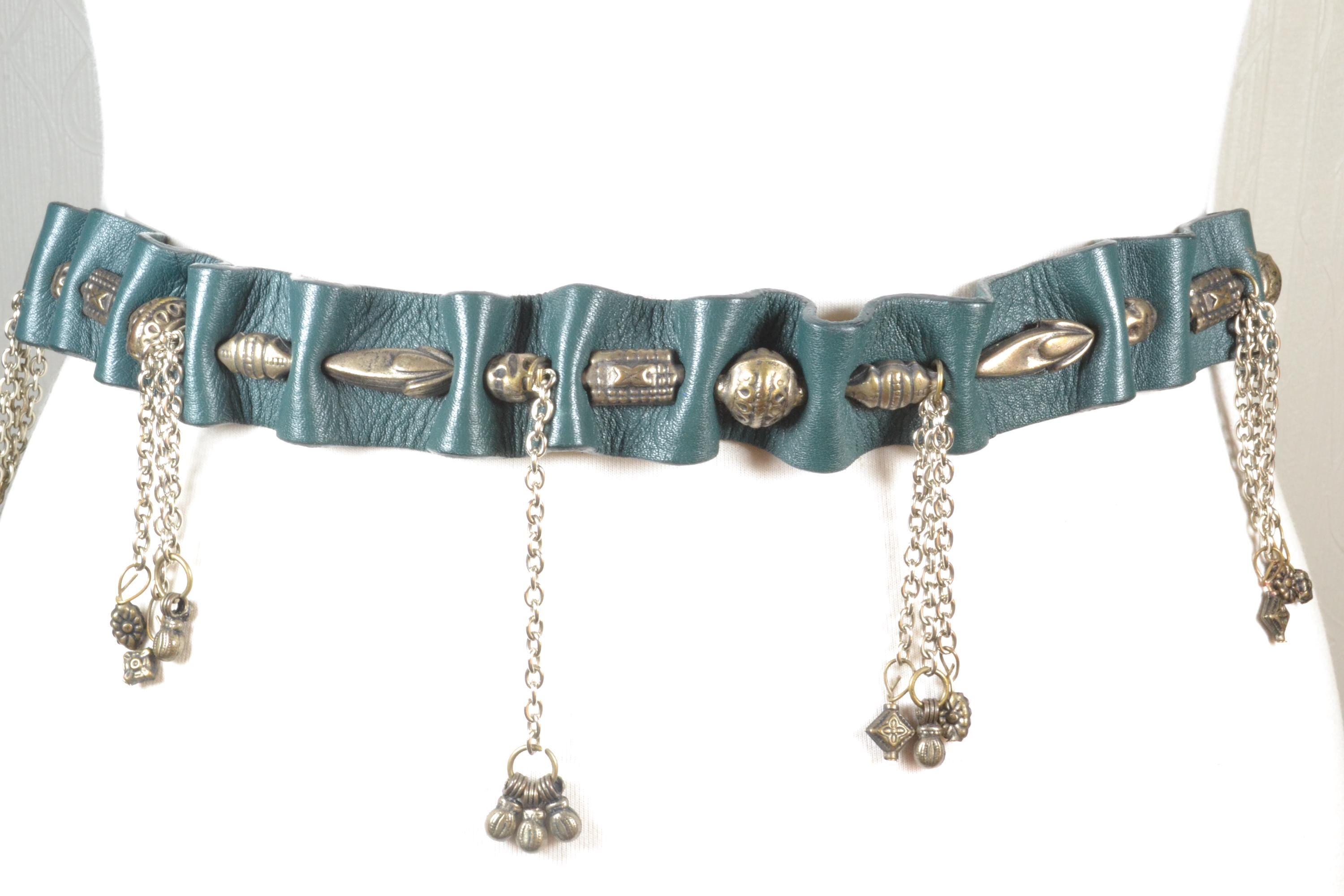 Vintage Boho Statement Wide Leather Belt Wood Bead Silver Adjustable Festival Concho Belt Wide Bohemian Belts for Women for sale | eBay main image 3