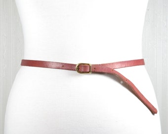 Skinny Burgundy Leather Belt for Women, Minimal Thin Waist Belt
