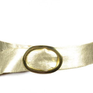 Gold Metallic Belt for Women with Oval Gold Buckle, Vintage Wide Gold Shiny Waist Belt, Elegant Gold Waist Cincher
