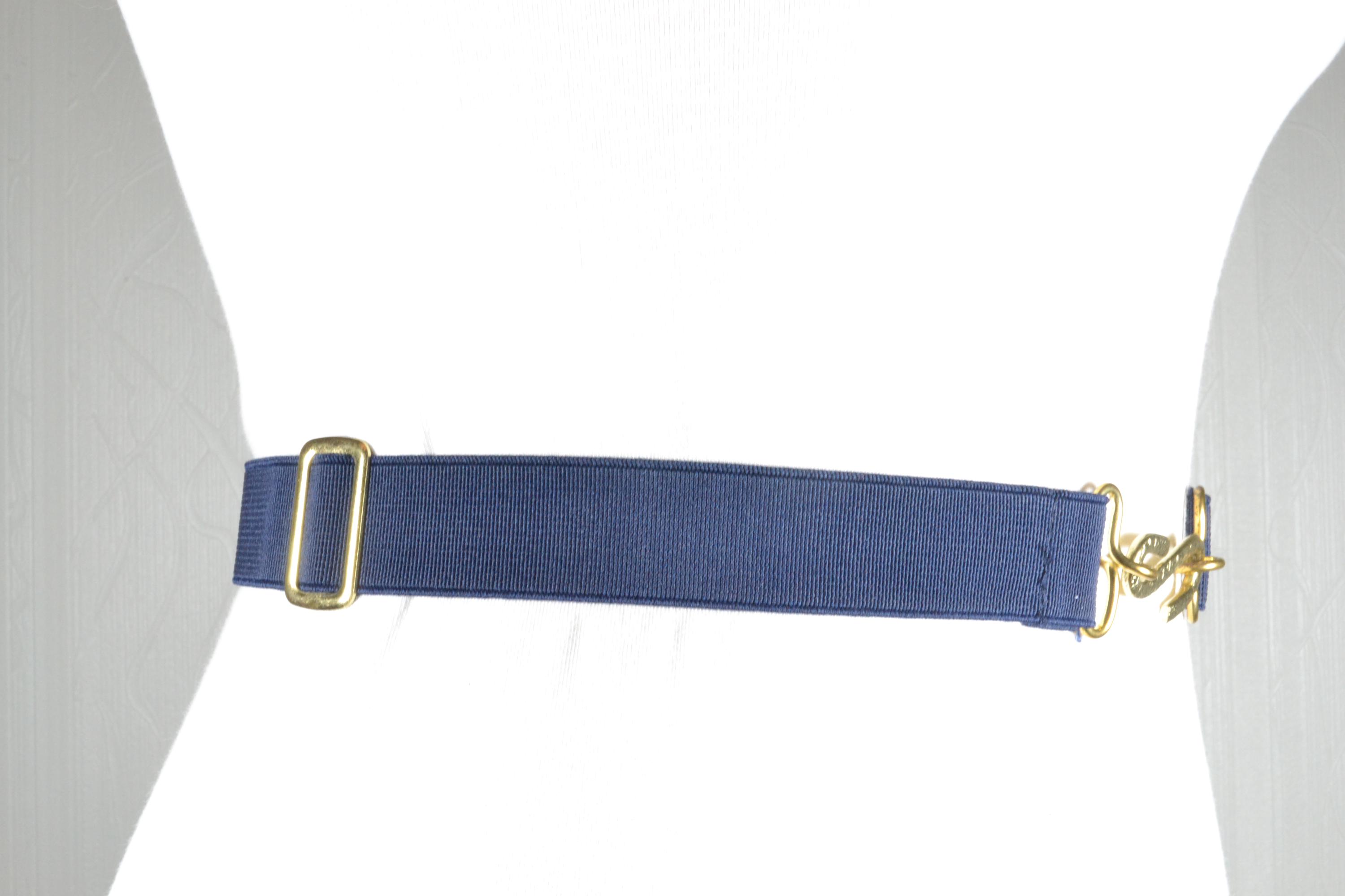 Vintage Navy Blue Elastic Belt: Gold Snake Hook Clasp - Etsy