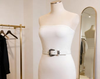 Vintage 90s Western Boho White Leather Statement Belt Westerncore Rodeo Cowgirl Amazon.com: Xyulaan Western Belts for Woman, Boho Disk  main image 3