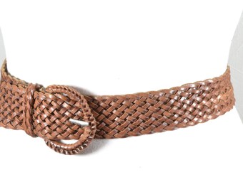 Vintage Chocolate Brown Braided Leather Belt: Boho Style  display picture 3