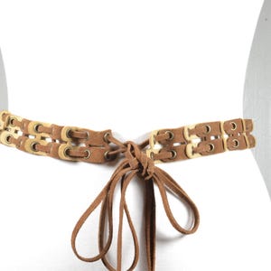 Boho Suede Laced Belt, Handmade Brown Suede Belt, Adjustable Tie Belt, Festival Western Belt, Vintage Brown Belt for Women