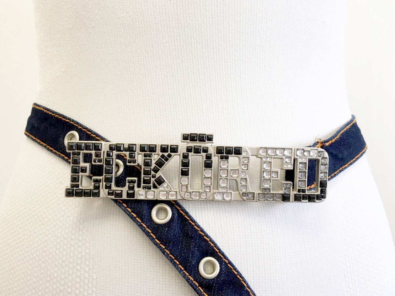 1980s Ecköred jeans belt women rhinestone denim belt Etsy