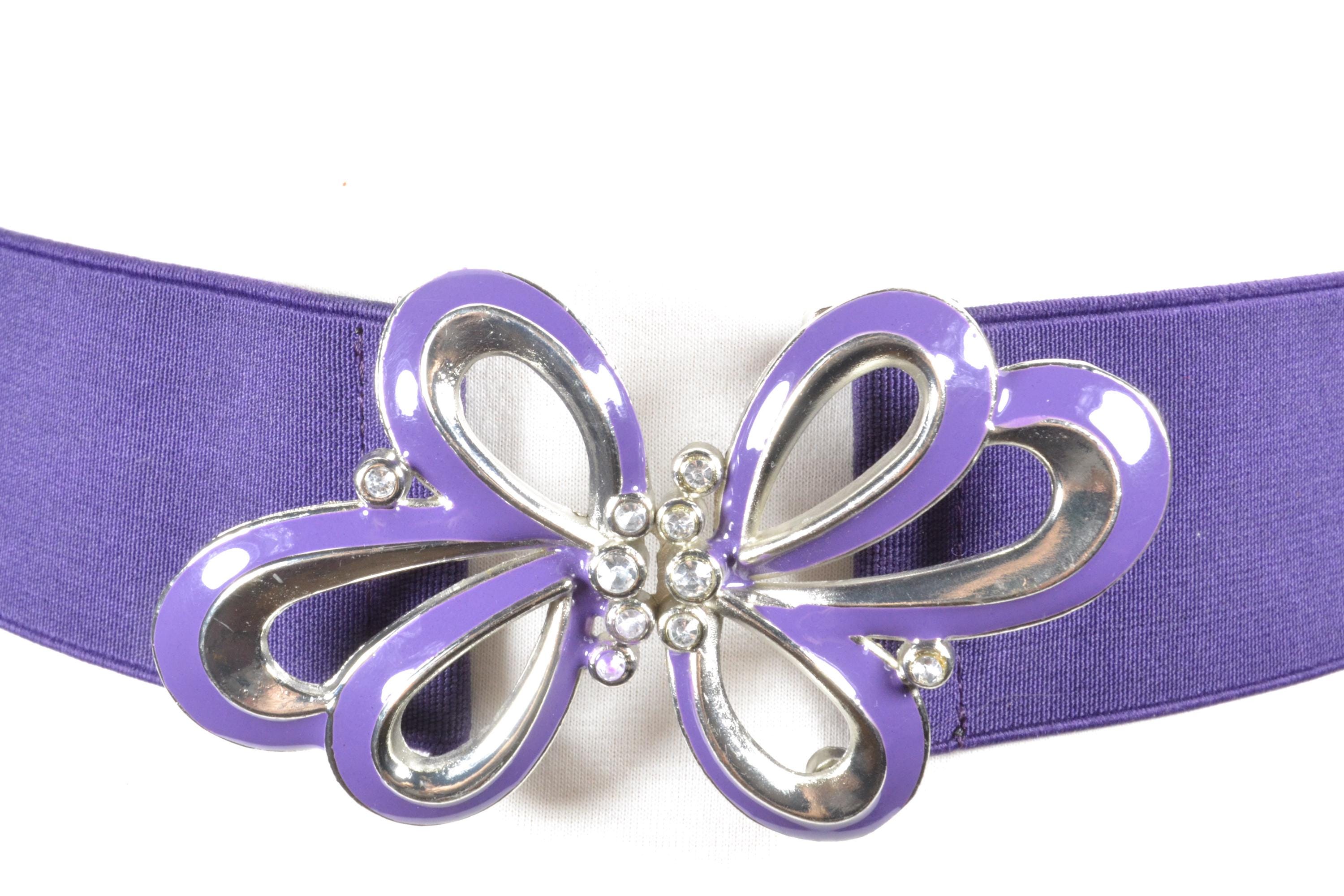 Vintage Violet Elastic Waist Belt With Butterfly Buckle - Etsy display picture 2