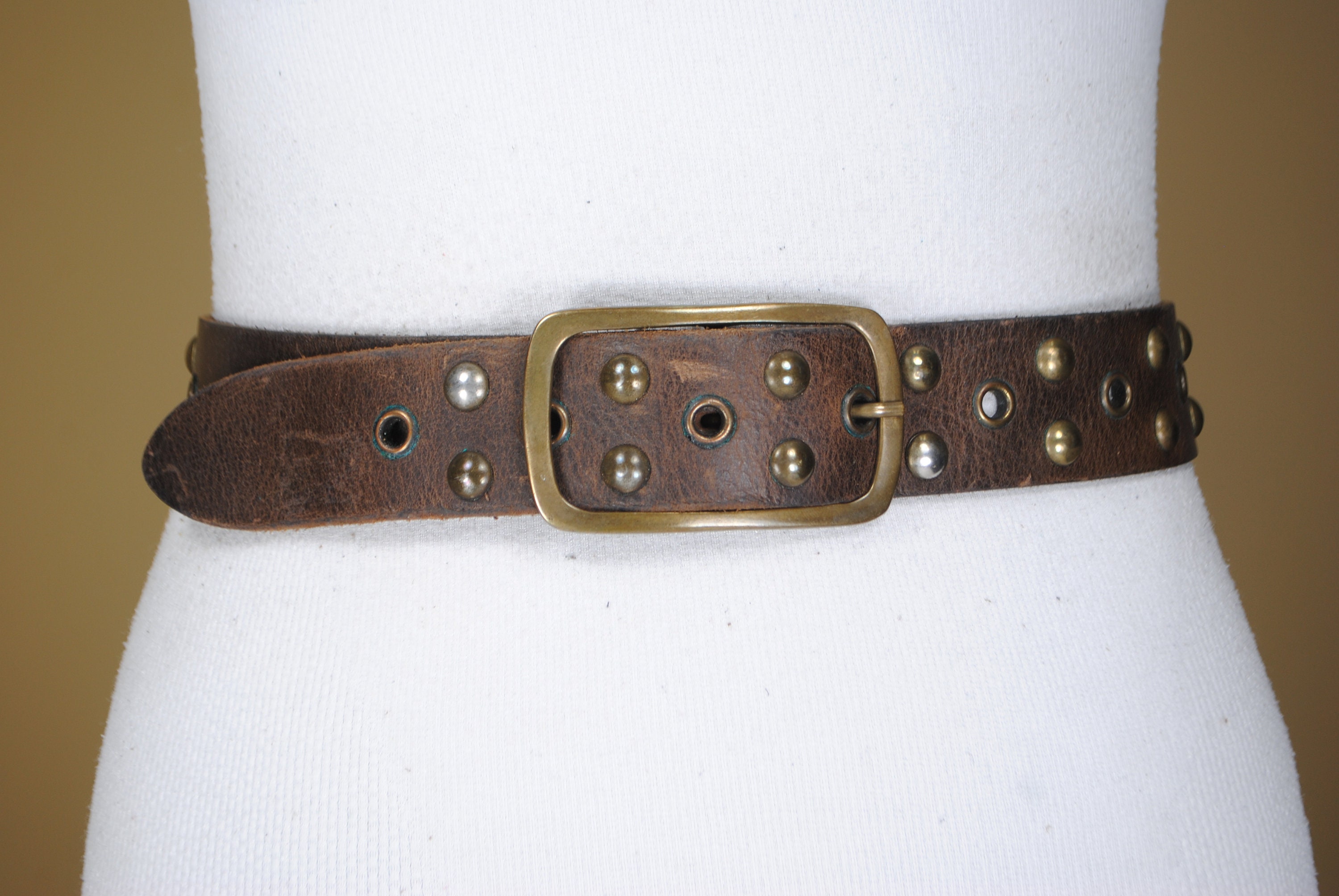 【希少】80's vintage reversible leather belt Vintage 80's High Waisted Embellished Leather Belt, XS - Etsy