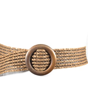Woven Straw Wide Waist Belt: Boho Braided Belt With Round  display picture 3