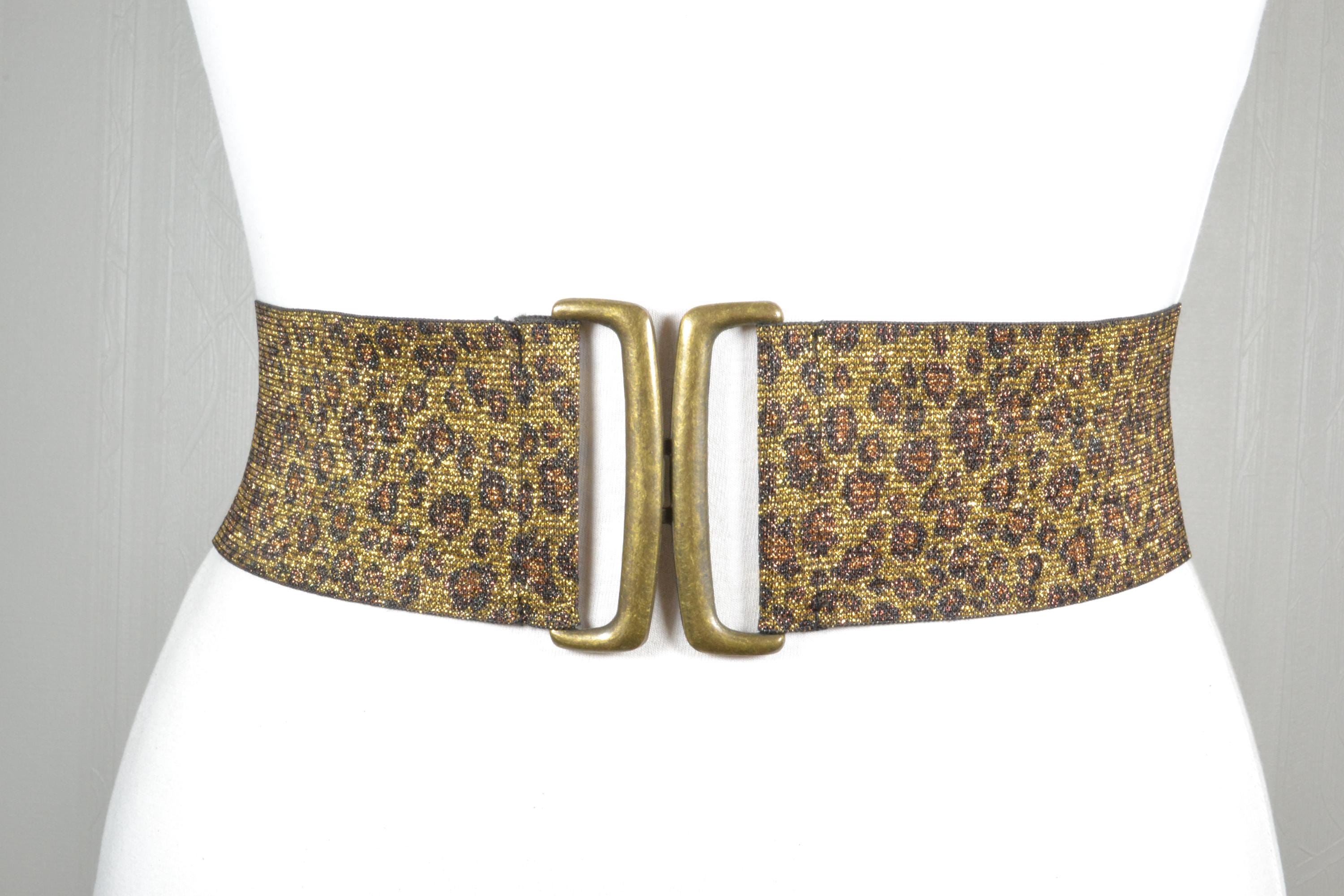 Vintage Gold Leopard Stretch Belt: Wide Corset Style With  display picture 3