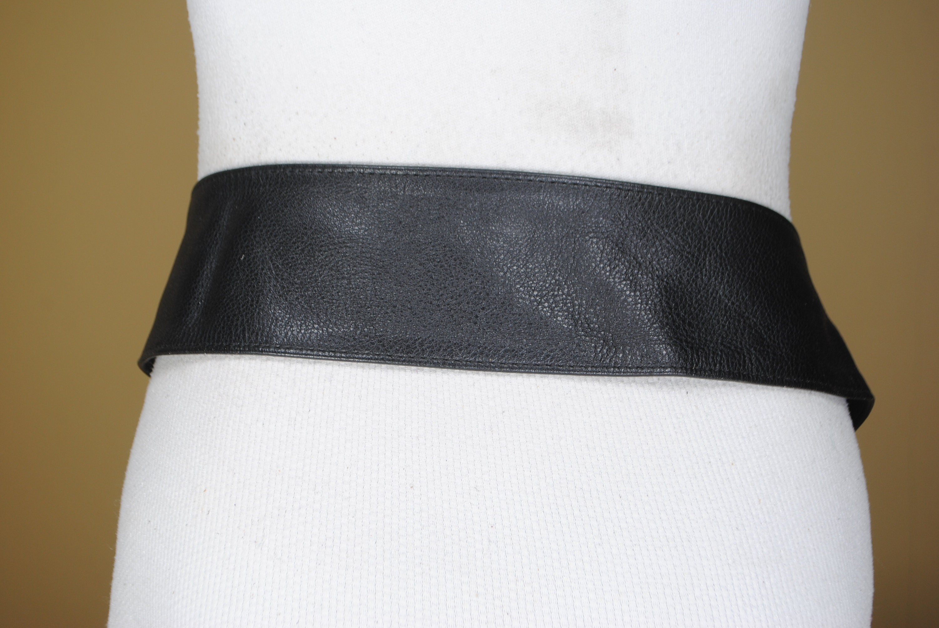 Black 41'' wide cinch soft leather belt for women Etsy