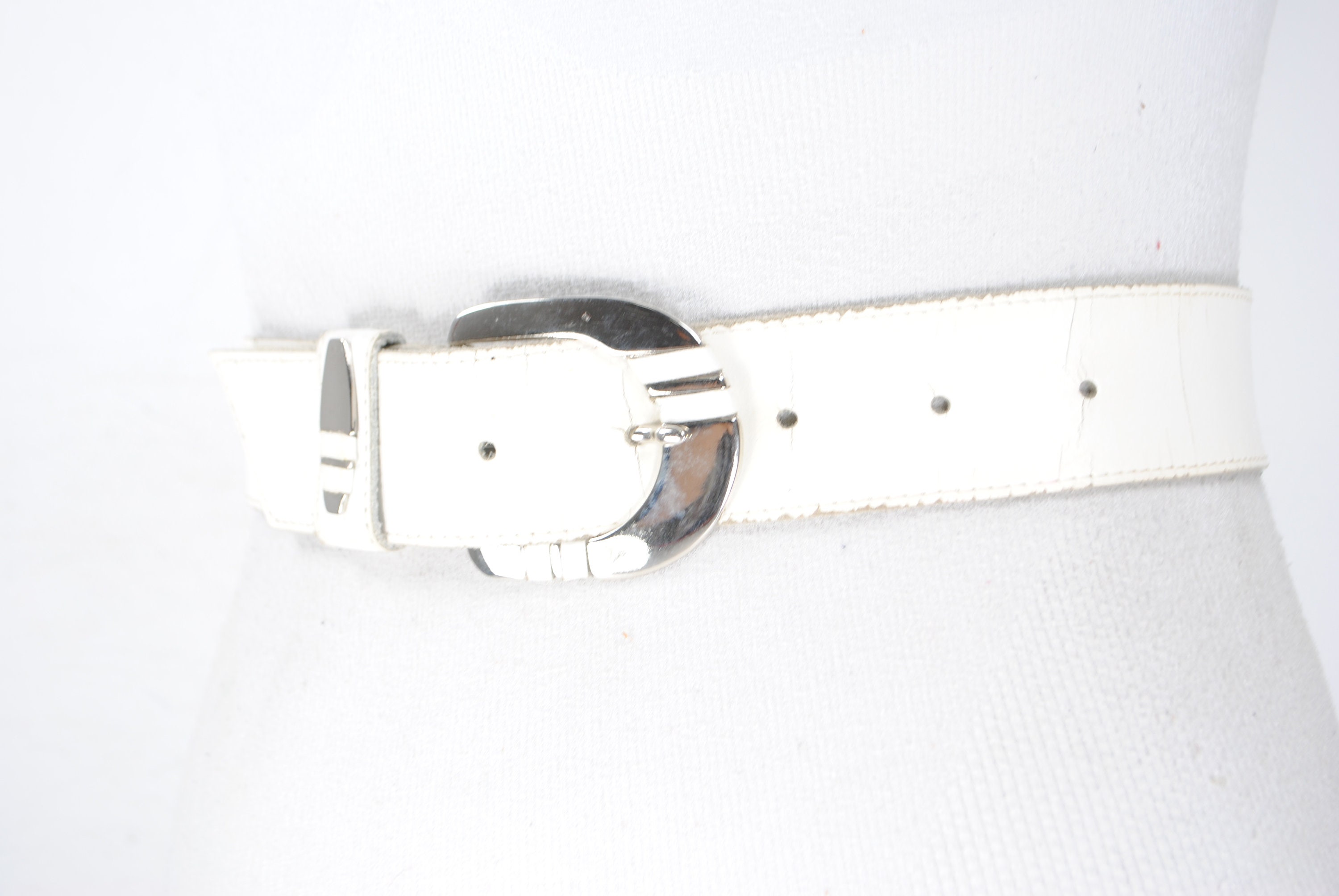 30''34'' White antique cracked leather belt Etsy
