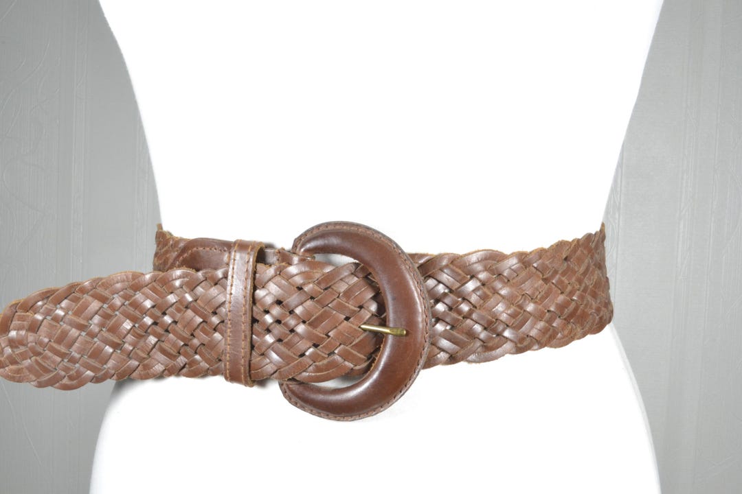 1168 Women Wide Braided Belts For Dresses Boho Leather Woven Waist Belt Large Braided Leather Belt Boho, Wide Waist Belt, Genuine  main image 4