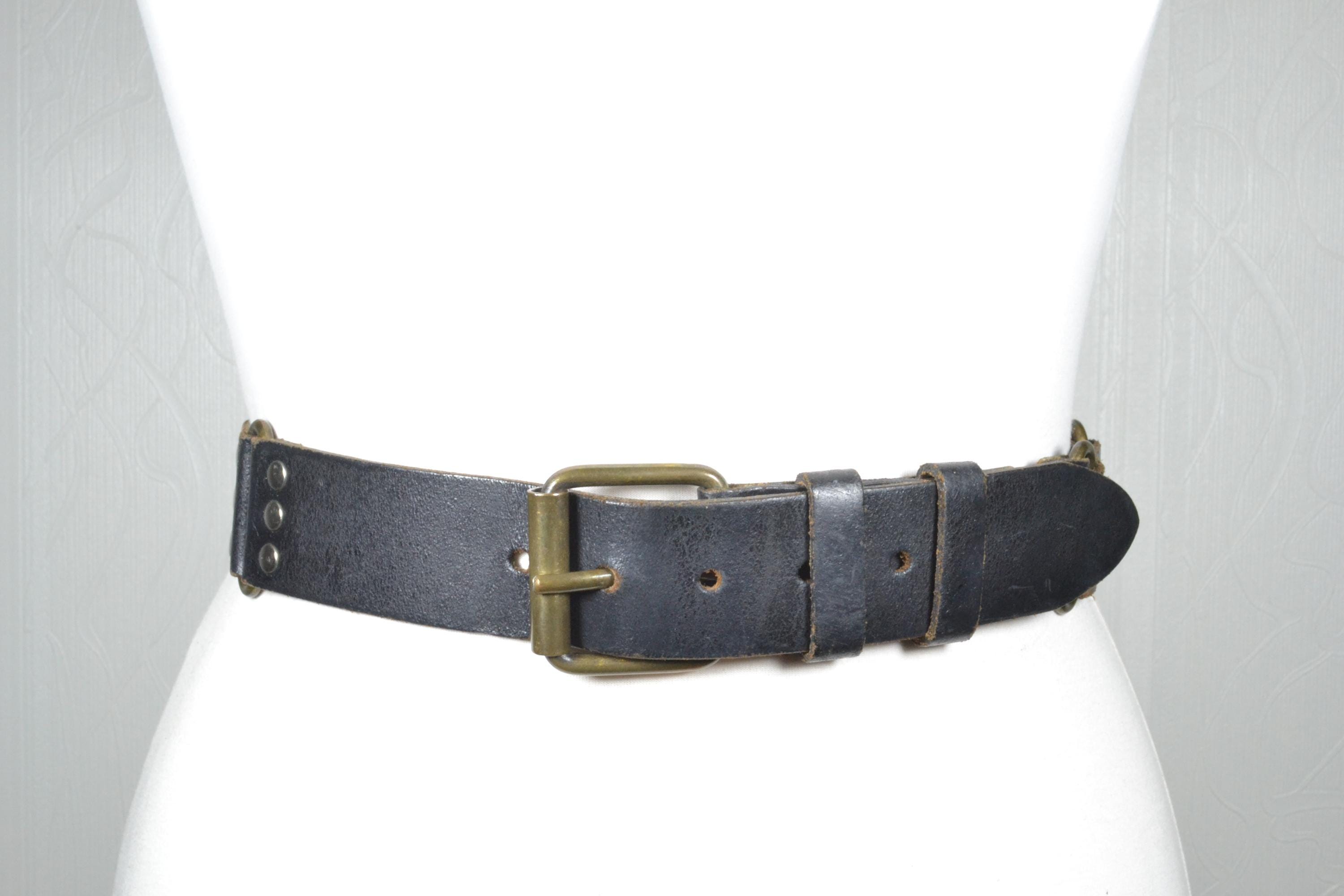 Vintage Industrial Black Leather Utility Belt With Antique  display picture 3