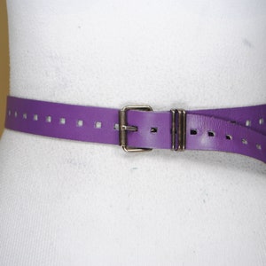 Skinny Purple Leather Belt for Women, Bright Boho Waist Belt, Minimalist Skinny Belt with Silver Buckle, Vibrant Statement Belt, Indigo Belt