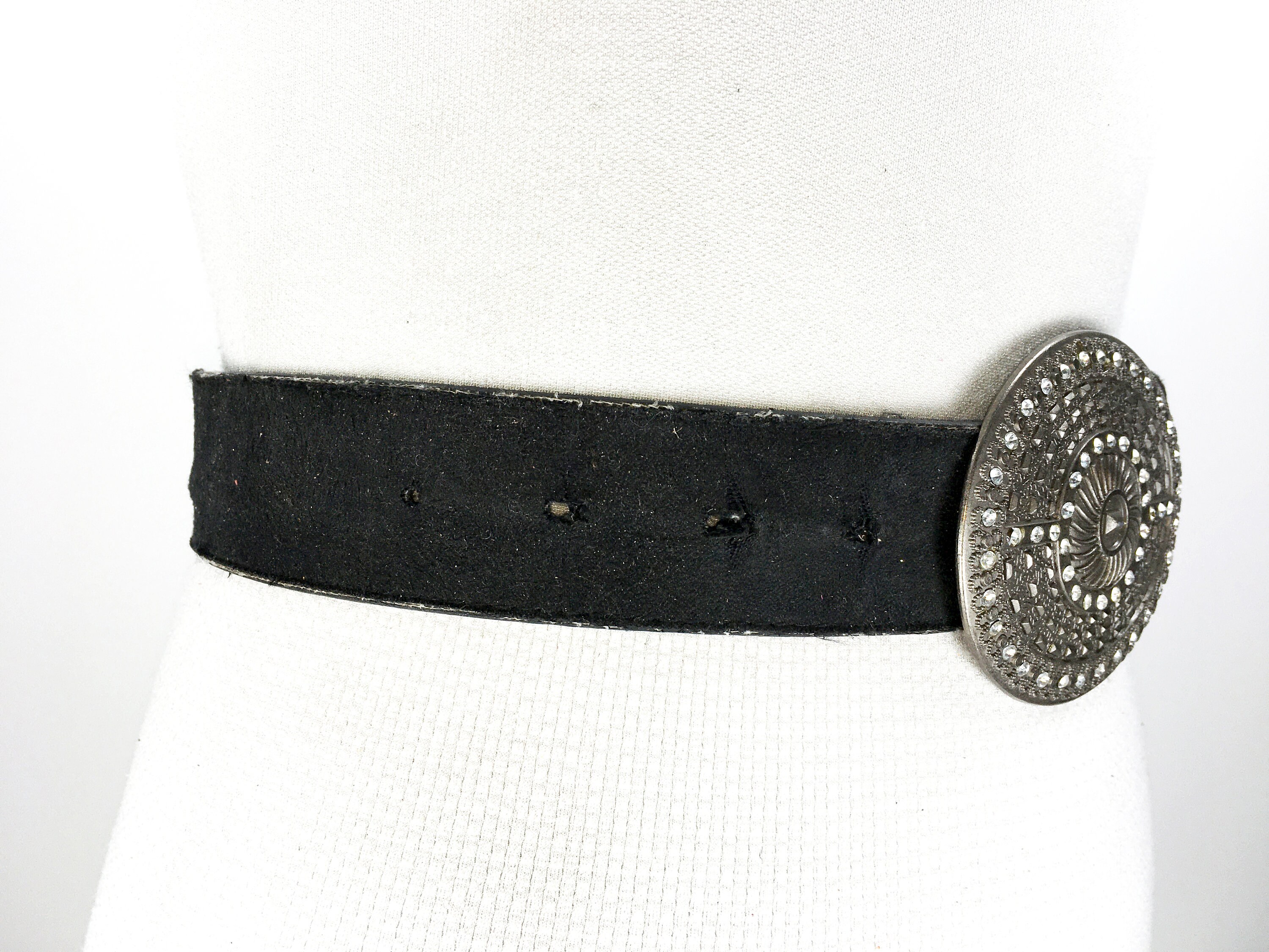 Black wide velvet belt for women with bronze buckle Etsy