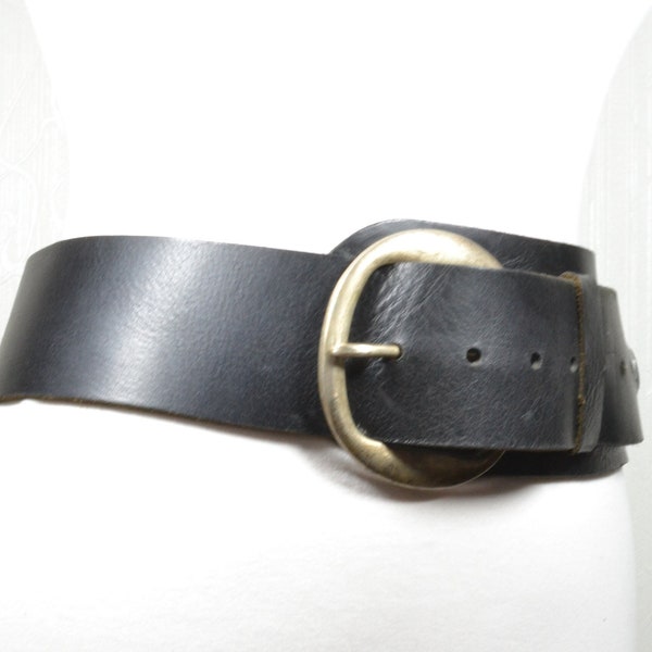 Black corset leather belt for women