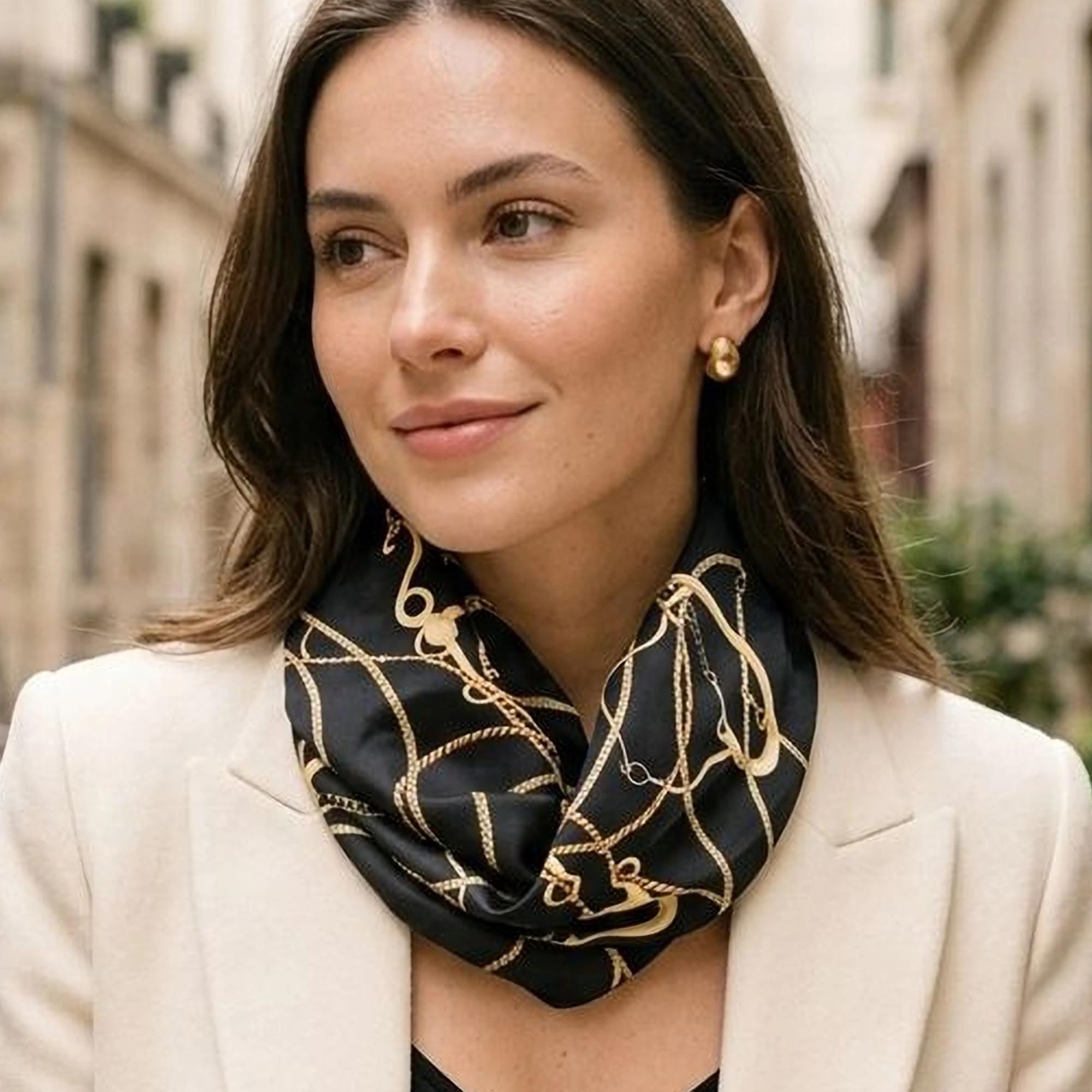 Hermes Scarf Black Gold - Etsy