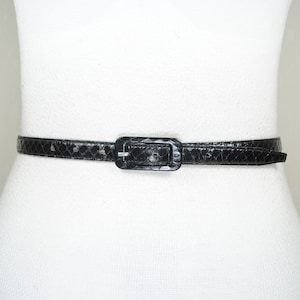 Black Real Snake Leather Belt for Women, Genuine Snakeskin Belt, Luxury Exotic Leather Waist Belt, Statement Black Belt with Unique Texture