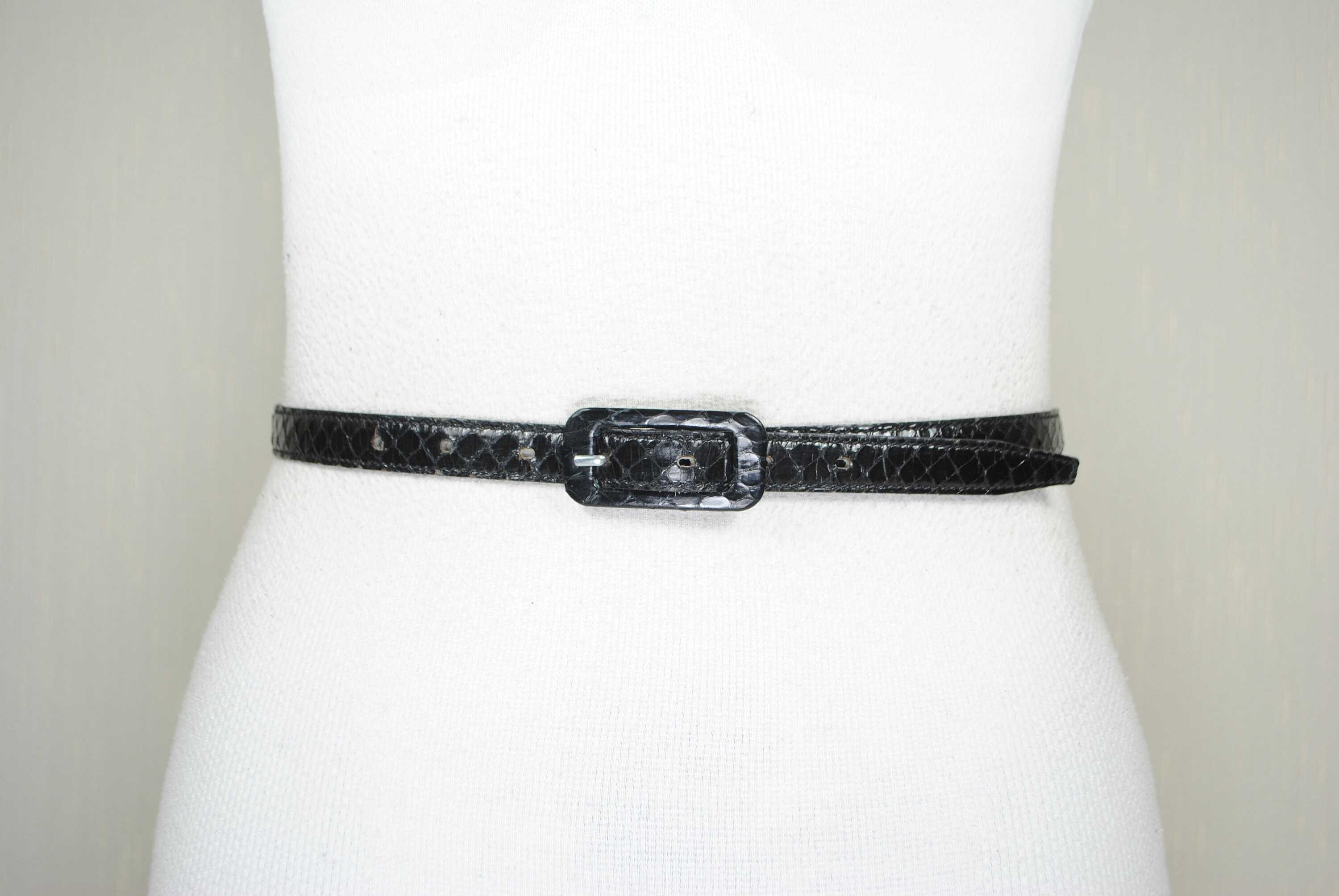 Black Snakeskin Leather Belt: Exotic Women