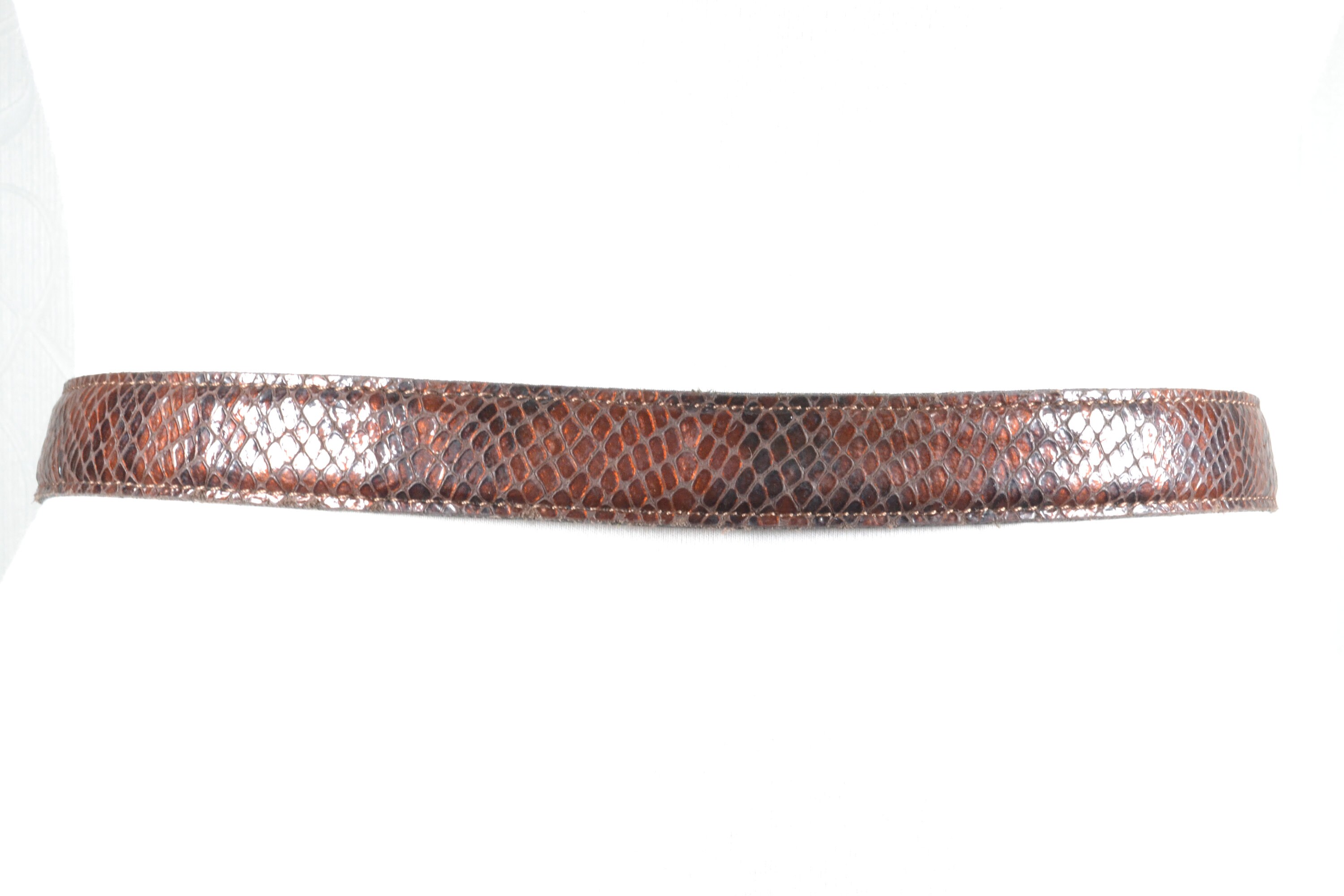 Vintage Brown Snake Pattern Leather Belt: Skinny Boho Style 