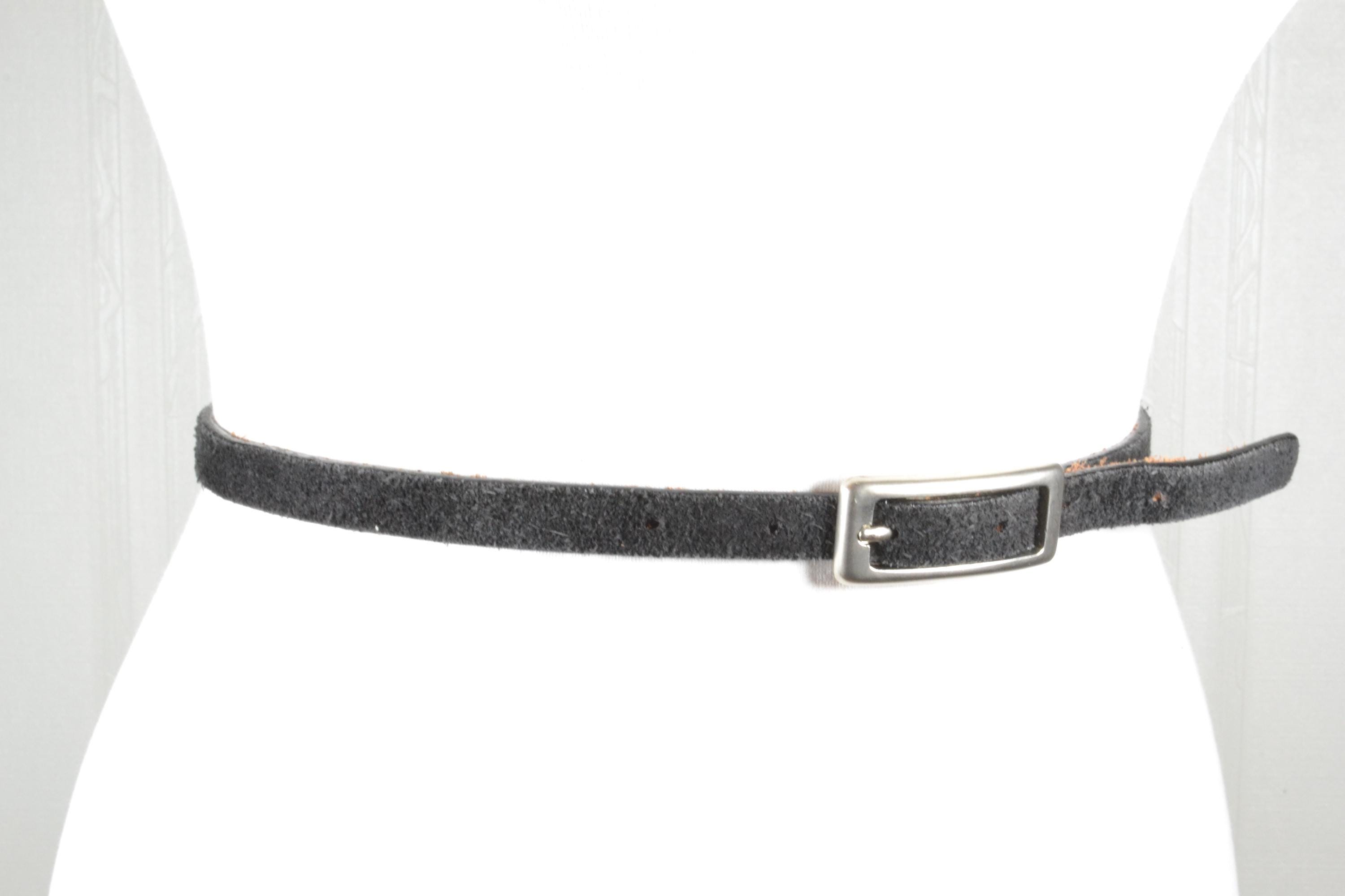 VINTAGE NICOLE BLACK SUEDE SILVER WESTERN BUCKLE BELT - M/L 38.5\