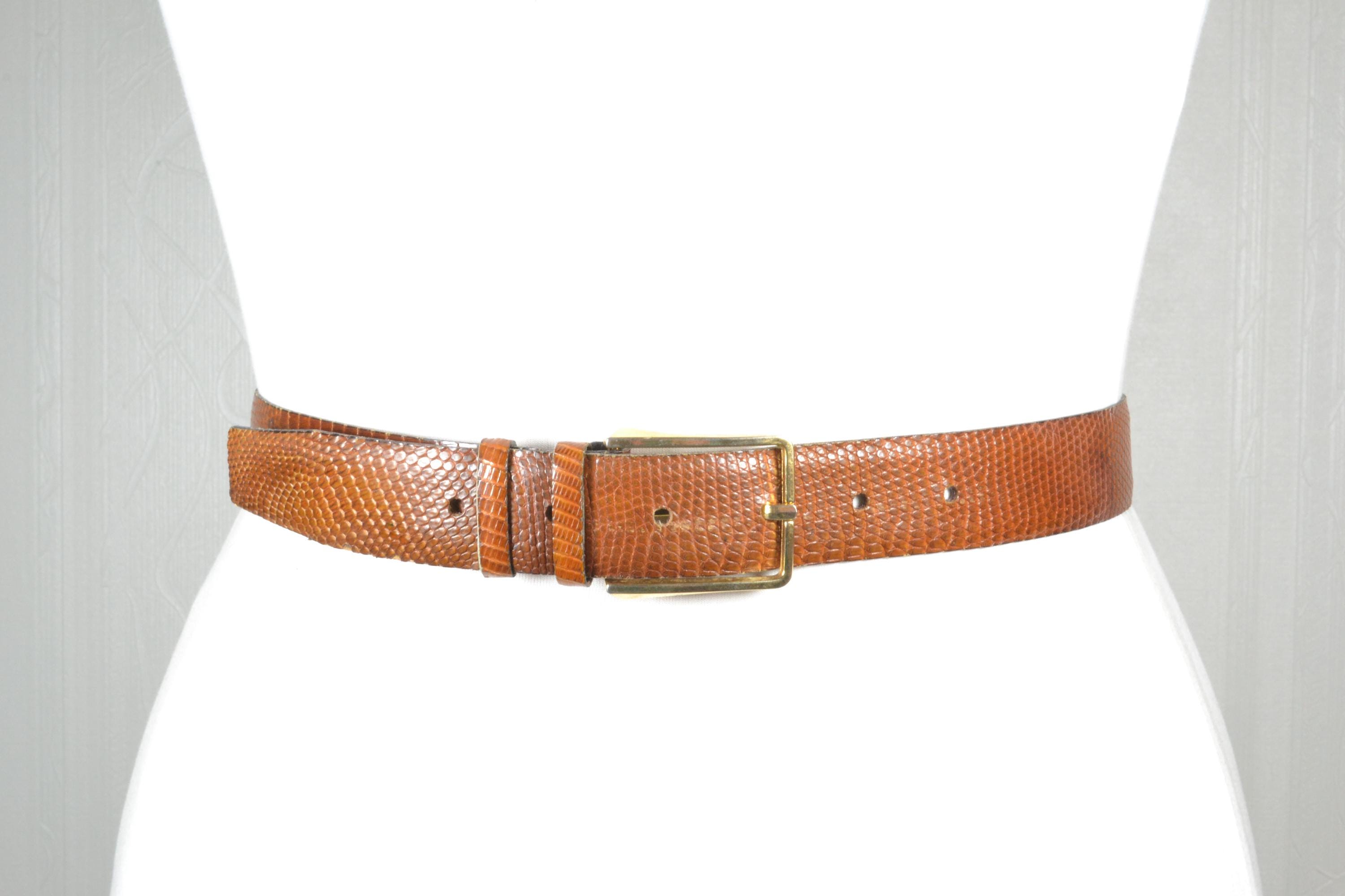 Vintage Genuine Snake Belt Textured Tan with Gold Accents Sarai Snake Belt – Pewter Shimmer Leather with Vintage  main image 2