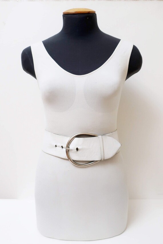 white wide belt womens