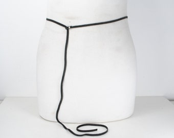 Black Skinny Suede Tie Up Belt for Women