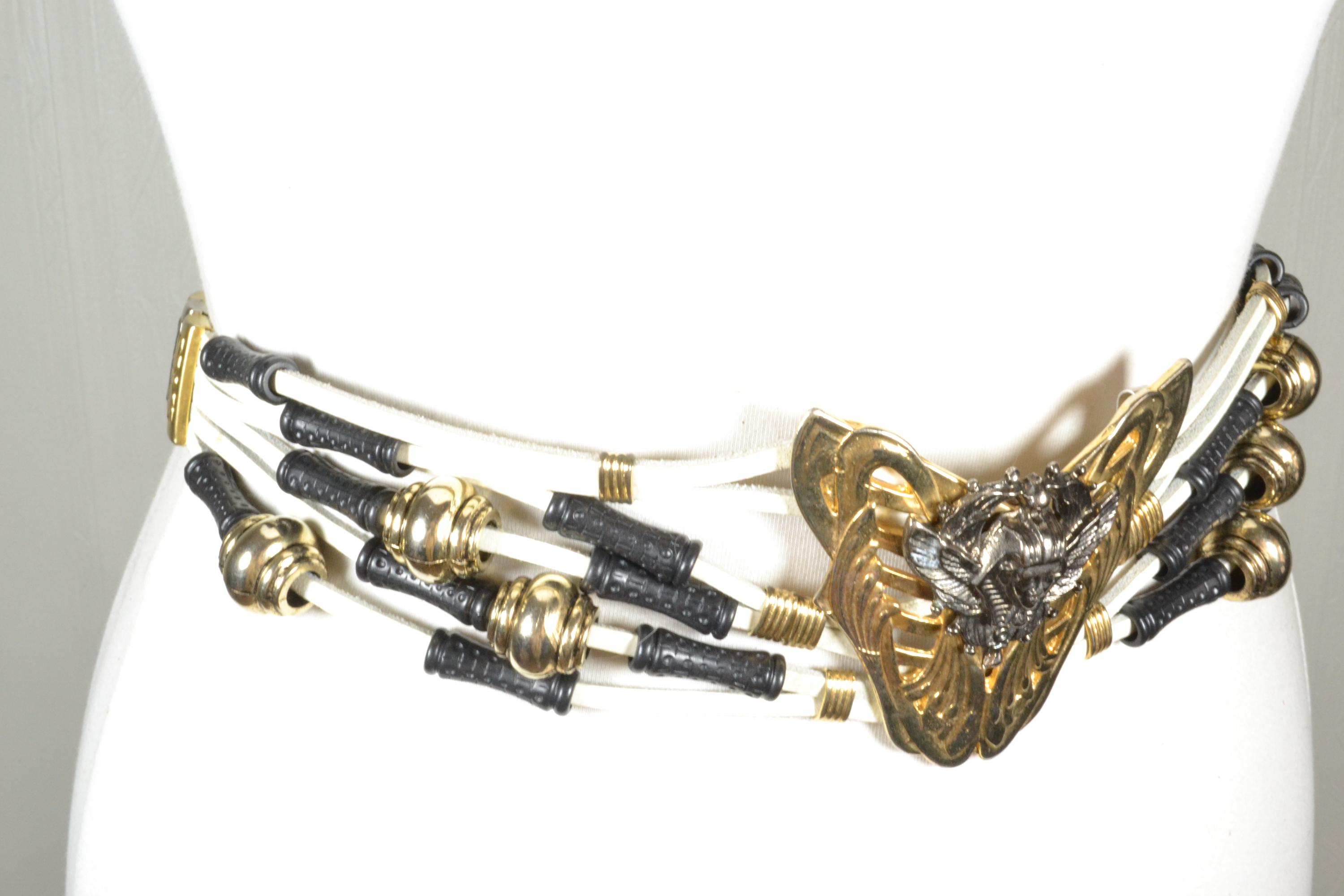Vintage Avant Garde Belt, Gold Medallion, Tribal Waist Belt  display picture 2