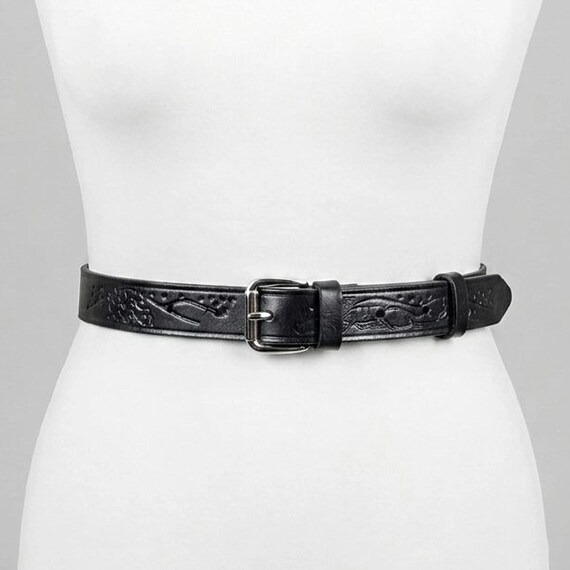Black Leather Western Belt with Decorative Silver Buckle Desert Black Belt - Texas Buckle - Gomez Western Wear main image 4