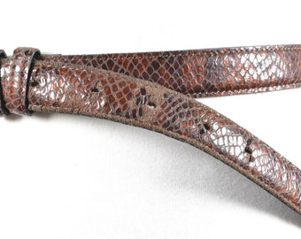 Vintage Brown Snake Pattern Leather Belt: Skinny Boho Style  display picture 3