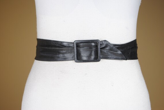 Black Wide Soft Leather Belt Women With 