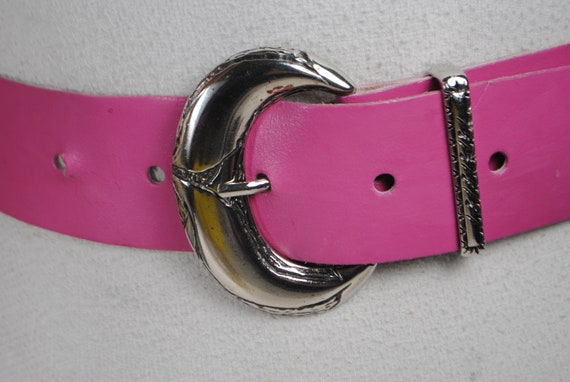 Ruby pink wide leather belt for women - image 5