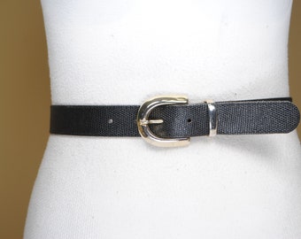 Vintage Black Lizard Embossed Leather Belt With Polished  display picture 2