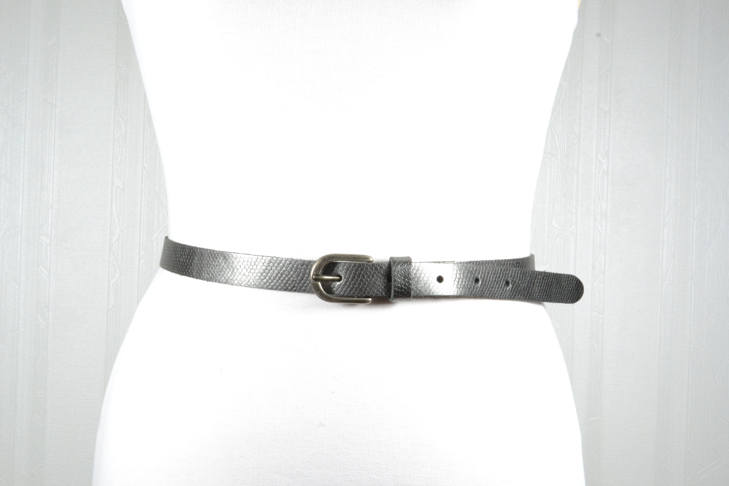Garfinckel’s Blue Snakeskin skinny Belt with Silver Buckle Vintage Size M il_fullxfull.5738736108_1zvy.jpg main image 3