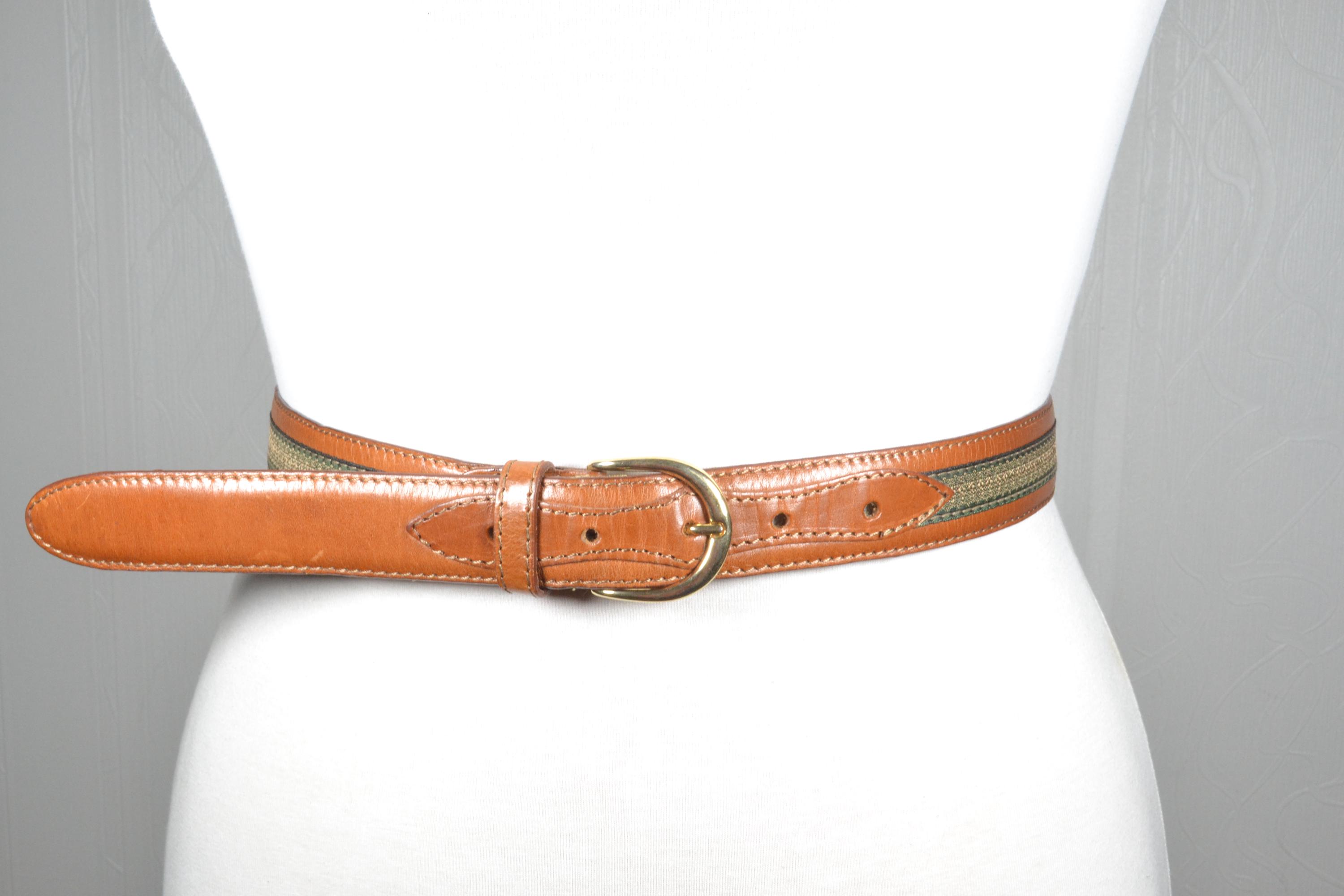 NWT Black Leather Multicolor Cotton Fabric Inlay Silvertone Metal Buckle Belt M 71XETxfWaYL._AC_UY1000_.jpg main image 4