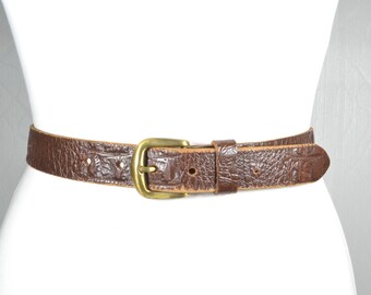 Vintage  Croc Embossed Buckle Waist Belt.  Western. Genuine Italian Calfskin. Vintage Italian Calfskin Croc-embossed Belt | Made in USA  main image 2
