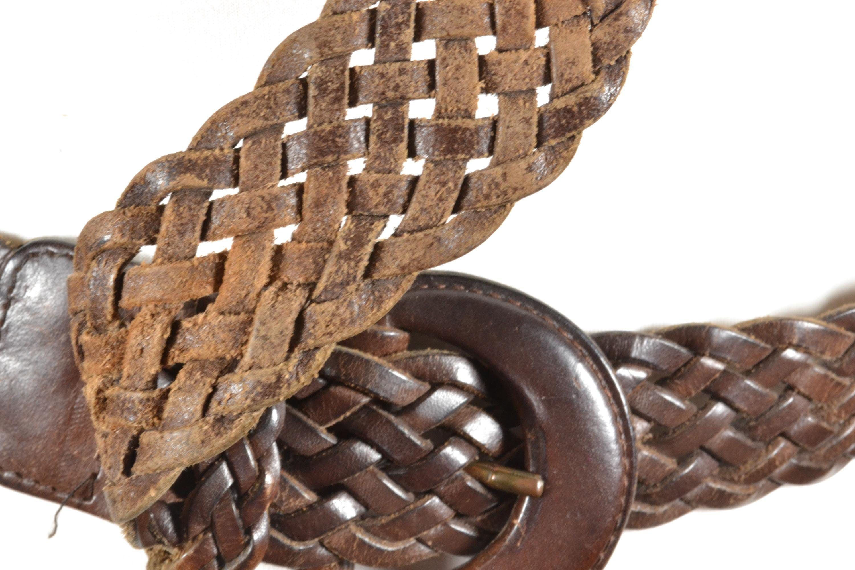 WCM Chocolate Espresso Brown Woven Leather Boho Hippie Belt Vintage Chocolate Brown Braided Leather Belt: Boho Style  main image 4
