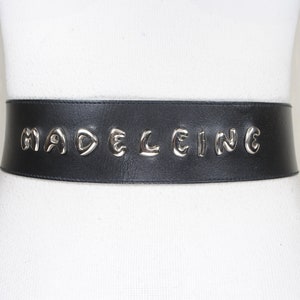 Wide Black Madeleine Corset Leather Belt for Women, Black Elegant Waist Cincher Belt
